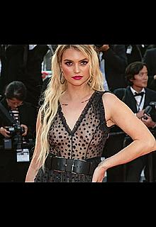 Fancy Alexandersson braless in see through dress in Cannes Fancy Alexandersson braless in see through dress in Cannes