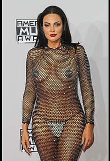 Bleona Qeretiin in see through mesh dress with pasties at The 42nd Annual American Music Awards Bleona Qeretiin in see through mesh dress with pasties at The 42nd Annual American Music Awards