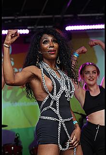 Sinitta tit slip at Pride World stage in London Sinitta tit slip at Pride World stage in London