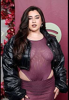 Lauren Jauregui braless in sheer dress at The Hollywood Reporter and Spotify Golden Week Nominees Night