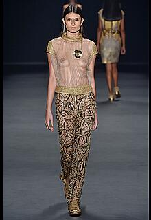 Ariane Norbel see through to piersed nippples at Sao Paulo Fashion Week