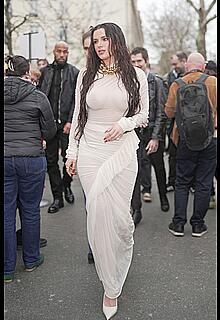Bella Thorne see through to boobs at Atlein Womenswear FW 25-26 show at Paris Fashion Week