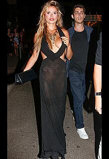 Brooks Nader areola slip outside of the VIP Room in St. Tropez