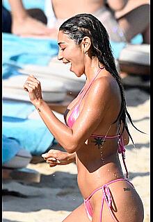 Chantel Jeffries in tiny pink bikini hits the beach in Mykonos - August 14, 2026