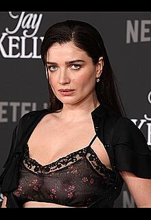 Eve Hewson see through to tits at Jay Kelly premiere in LA