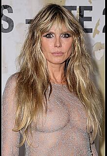 Heidi Klum braless in a sheer dress at Vetements Womenswear Spring∕Summer 2026 show in Paris