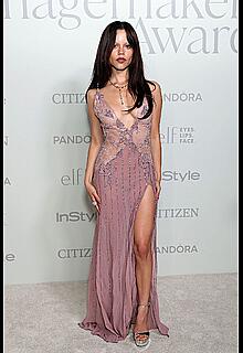 Jenna Ortega in sheer dress at the InStyle Imagemaker Awards