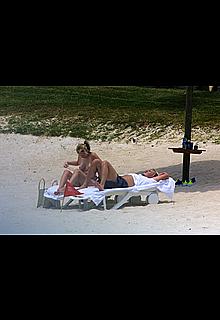 Natalie Appleton sunbathing topless on a beach Natalie Appleton sunbathing topless on a beach