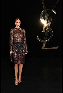 Rosie Huntington-Whiteley see through to boobs at Saint Laurent SS '27 fashion show during Paris Fashion Week - September 29, 2026