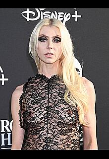 Taylor Momsen braless in sheer dress at 2025 Rock & Roll Hall of Fame Induction Ceremony
