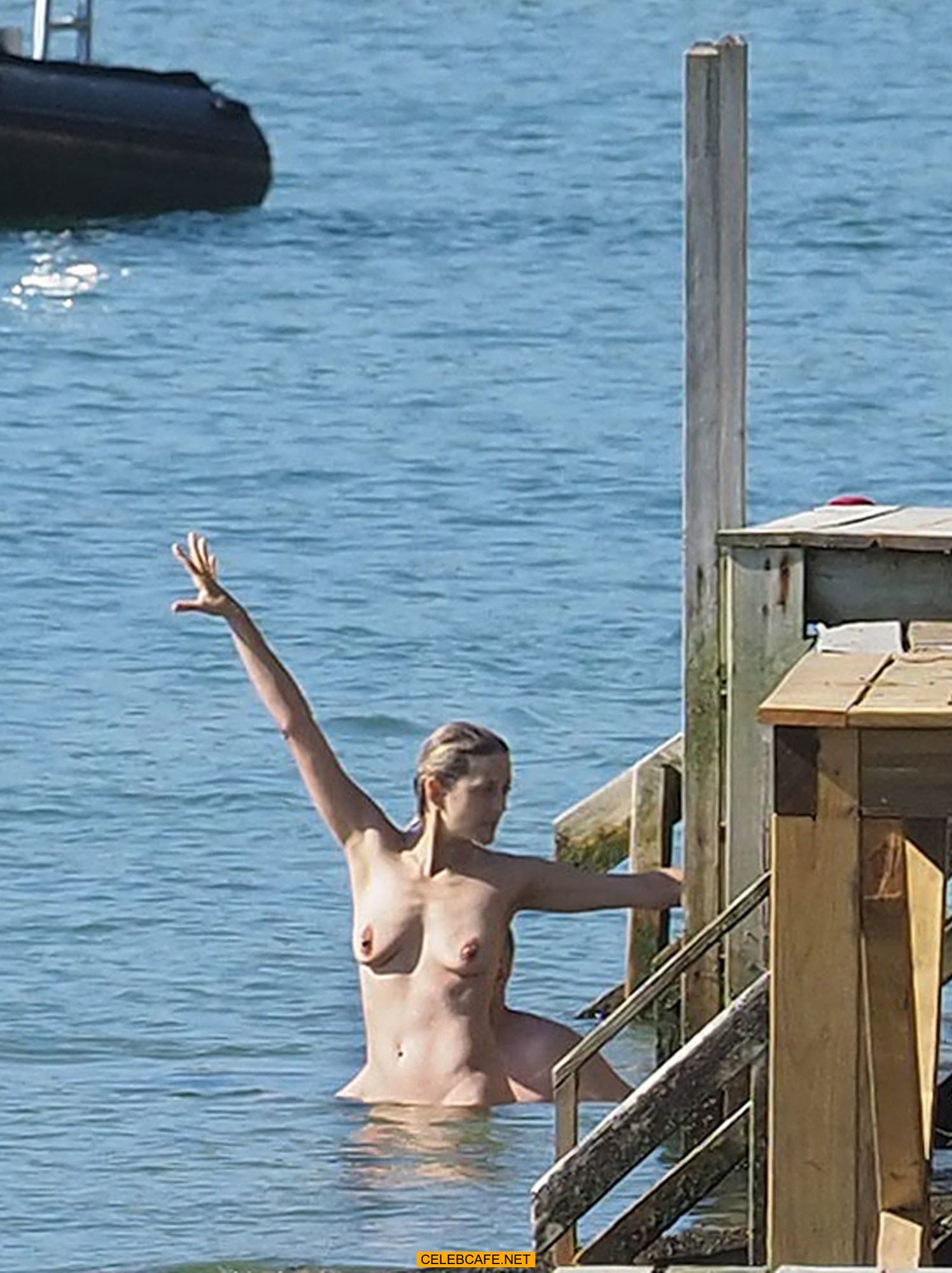 Marion Cotillard swimming fully nude in the ocean in Cap-Ferret.