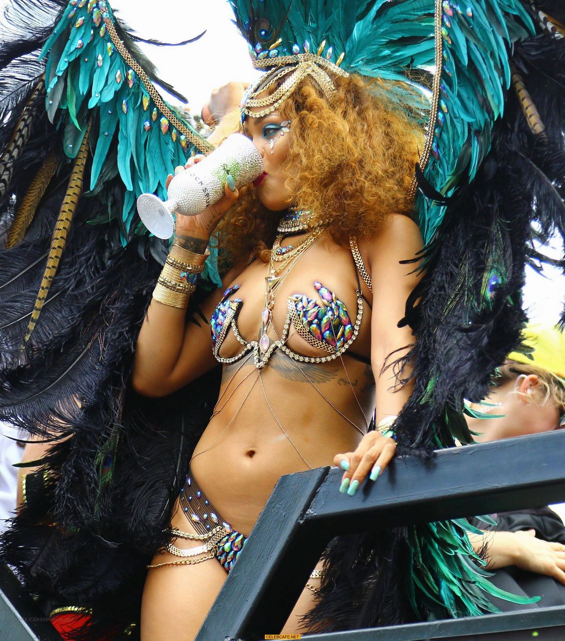 Rihanna sexy at Kadooment Day in Barbados.