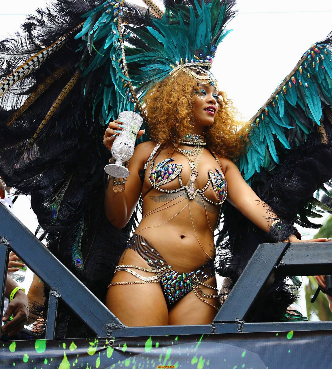 Rihanna sexy at Kadooment Day in Barbados.