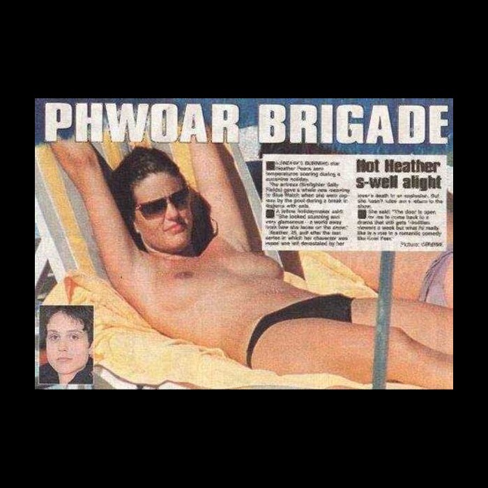Heather Peace sunbathing topless