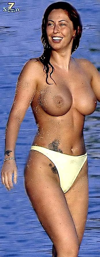 Angela Sozio topless on a beach and yacht with honey