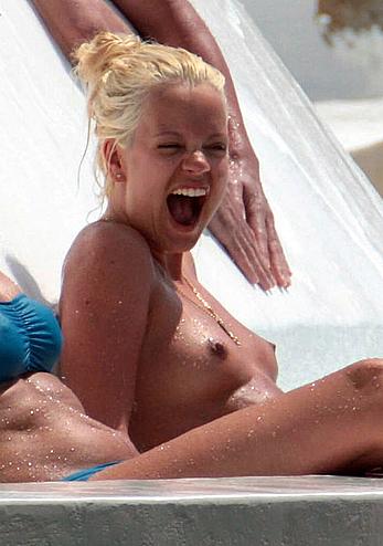 Lily Allen topless candids in France