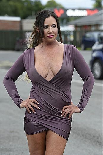 Lisa Appleton pokies in short tight dress at Oulton Park Circuit Racetrack in Cheshire