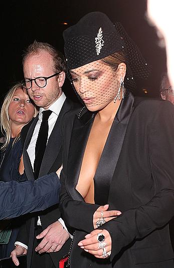 Rita Ora cleavage at The GQ Men Of The Year Awards in London