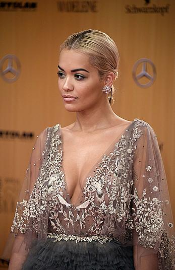 Rita Ora see through to nipples at Bambi Awards