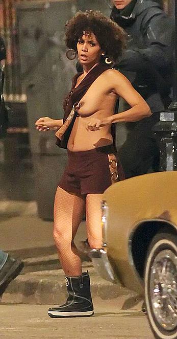 Halle Berry topless during filminf movie