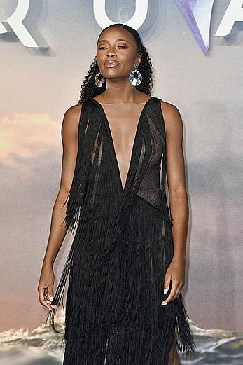 Black AJ Odudu in see through dress at the Aquaman World Premiere in London’s Leicester Square  (1)