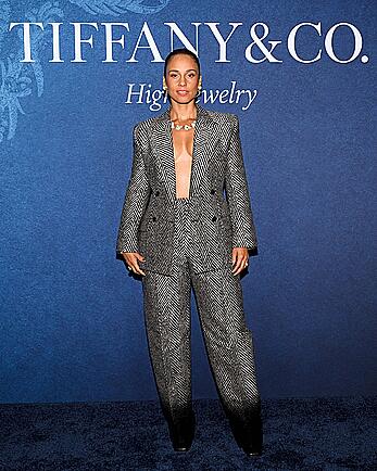 Alicia Keys braless at Tiffany & Co. Celebrates the Launch of Blue Book 2025 Sea of Wonder