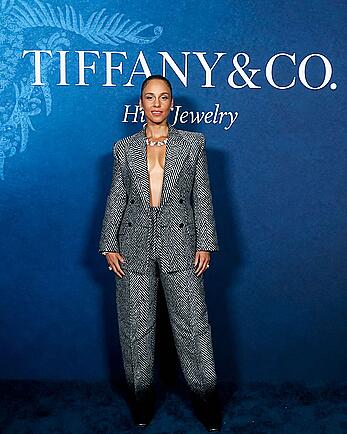 Alicia Keys braless at Tiffany & Co. Celebrates the Launch of Blue Book 2025 Sea of Wonder