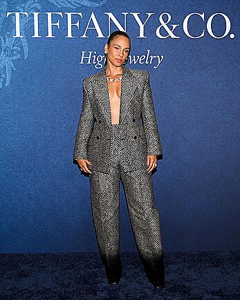 Alicia Keys braless at Tiffany & Co. Celebrates the Launch of Blue Book 2025 Sea of Wonder