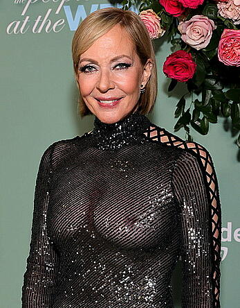 Allison Janney brales in see through dress at The People We Hate at the Wedding premiere