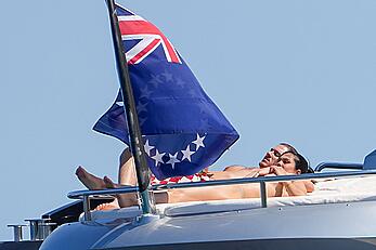Amelia Gray Hamlin sunbathing topless on a yacht in Saint-Tropez - June 28, 2026