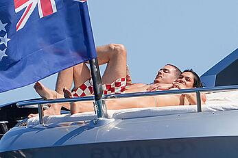 Amelia Gray Hamlin sunbathing topless on a yacht in Saint-Tropez - June 28, 2026