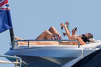 Amelia Gray Hamlin sunbathing topless on a yacht in Saint-Tropez - June 28, 2026