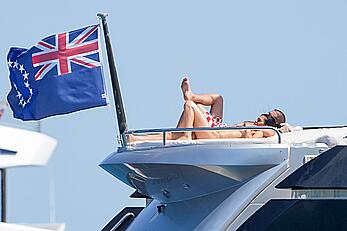 Amelia Gray Hamlin sunbathing topless on a yacht in Saint-Tropez - June 28, 2026