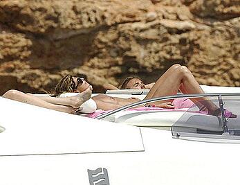 Arancha de Benito topless on a yacht