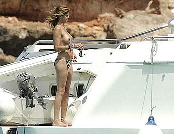 Arancha de Benito topless on a yacht