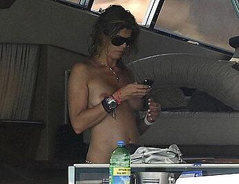 Arancha de Benito topless on a yacht