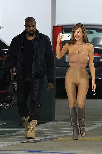 Bianca Censori in see through tight outfit out in Los Angeles