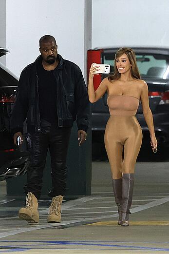 Bianca Censori in see through tight outfit out in Los Angeles