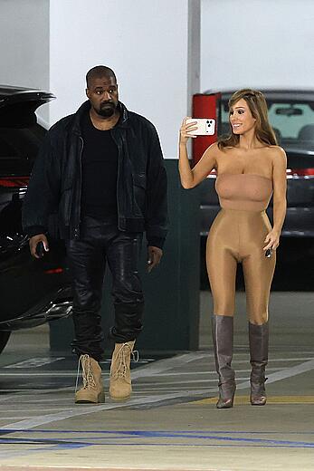 Bianca Censori in see through tight outfit out in Los Angeles