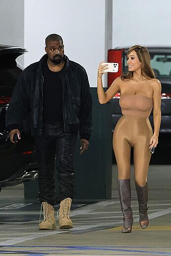 Bianca Censori in see through tight outfit out in Los Angeles
