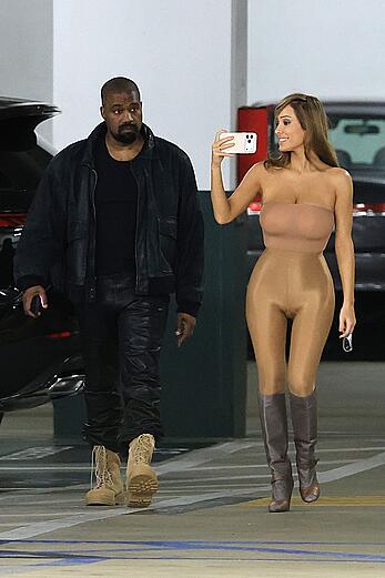 Bianca Censori in see through tight outfit out in Los Angeles