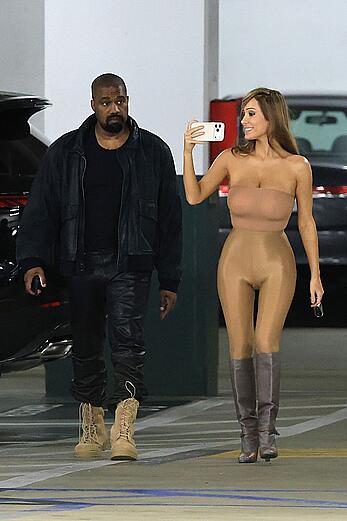 Bianca Censori in see through tight outfit out in Los Angeles