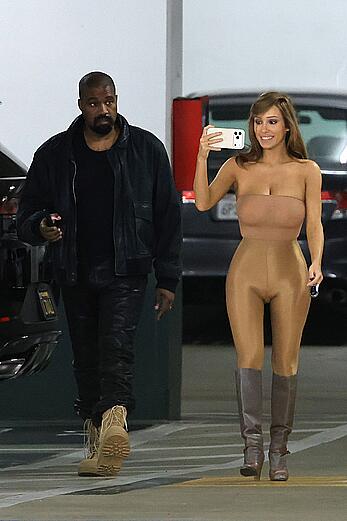 Bianca Censori in see through tight outfit out in Los Angeles