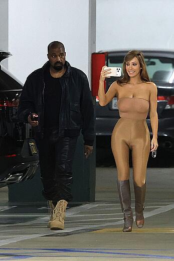Bianca Censori in see through tight outfit out in Los Angeles