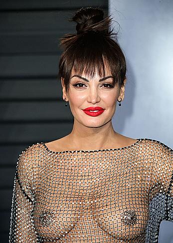 Bleona Qereti braless in a see through dress at the 2018 Vanity Fair Oscar Party