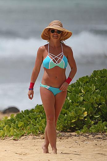 Britney Spears in a bikini on a beach in Hawaii