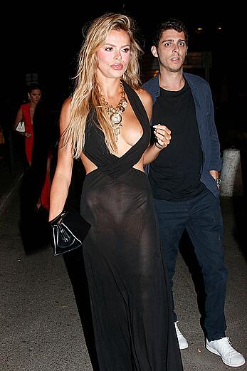 Brooks Nader areola slip outside of the VIP Room in St. Tropez