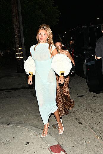 Brooks Nader in see through dress arrives to a Los Angeles Party