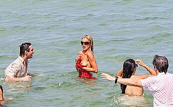 Brooks Nader boob slip at Miami Beach paparazzi shots