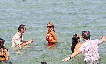 Brooks Nader boob slip at Miami Beach paparazzi shots
